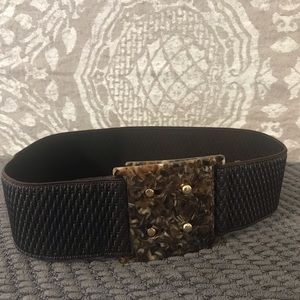 Suzi Roher Wide Leather Stretch Belt, brown, small